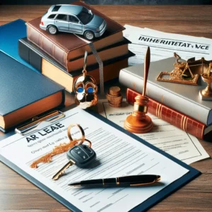 Leasing samochodowy i dziedziczenie spadku: dokumenty, kluczyki, auto w pudełku, waga i monety